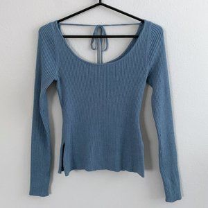 Modern Citizen Thais Off-Shoulder Ribbed Sweater Blue Size M